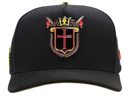 ZU-CAP-FT183 - Black crusader crest shield snapback cap - front view