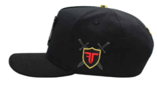 ZU-CAP-FT183 - Black crusader crest shield snapback cap - front view