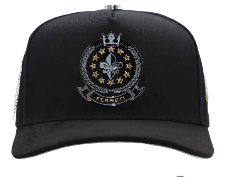 ZU-CAP-FT184 - Black Ferreti crest emblem snapback cap - front view