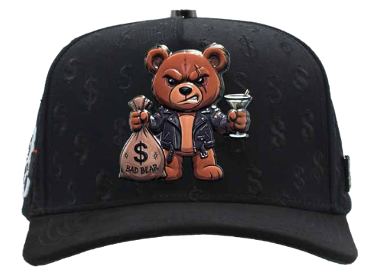 ZU-CAP-FT190 - Black Bad Bear money snapback cap - front view