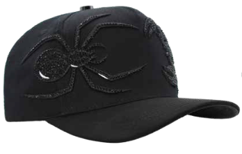 ZU-CAP-FT196 - Black spider scorpion rhinestone snapback cap - front view 