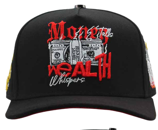 ZU-CAP-FT198 - Black Money Talks Wealth Whispers snapback cap - front view