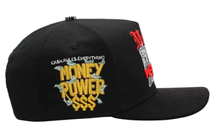ZU-CAP-FT198 - Black Money Talks Wealth Whispers snapback cap - front view